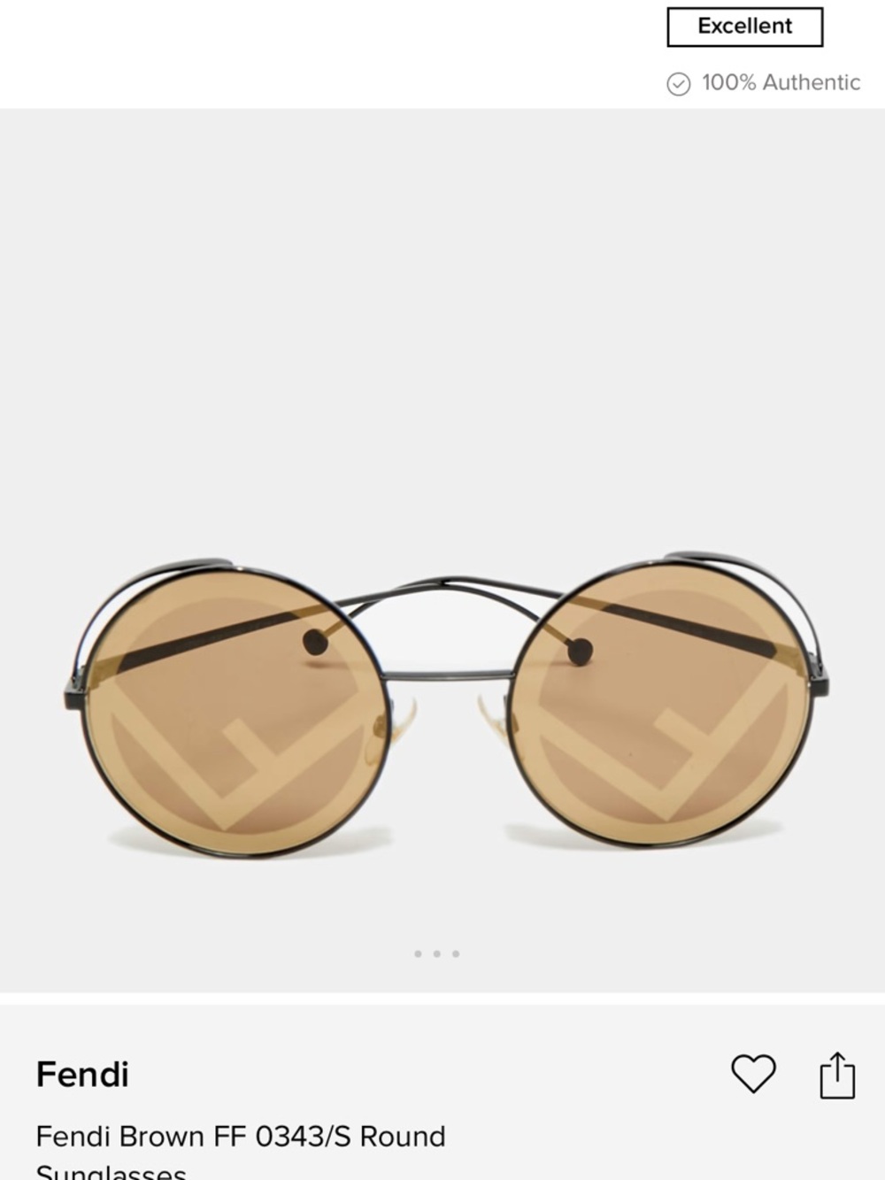 Fendi Round Brown Gradient Logo Sunglasses
